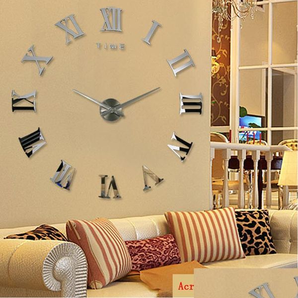 

wholesale-promotion 2016 new home decor large roman mirror fashion modern quartz clocks living room diy wall clock wa qyloss dhsybaby