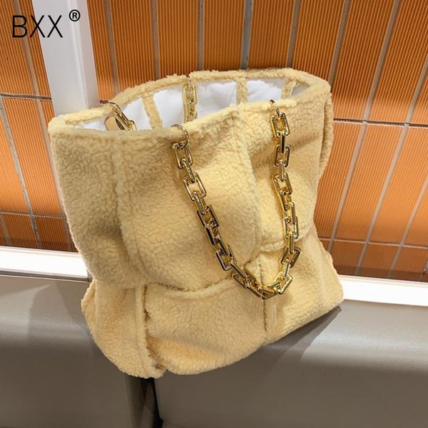 

bxx] plush chain handbag for women 2020 winter soft tend shoulder handbags women's travel totes lady hand bag hp060