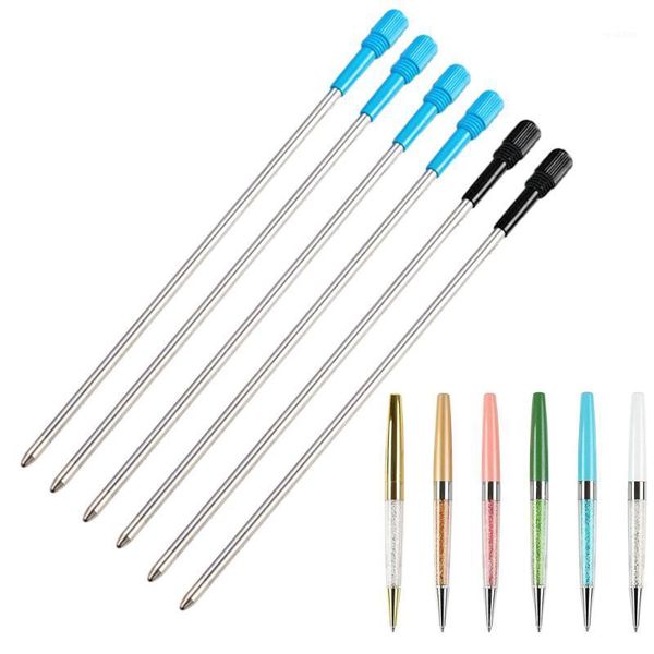 

5pcs/lot metal crystal pen refill diamond ballpoint pen refill student rod cartridge core ink recharge black blue ink 10.6cm1, Black;red