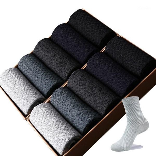 

men's socks 5 pairs/lot men bamboo fiber breathable compression long business casual male large size 38-431, Black