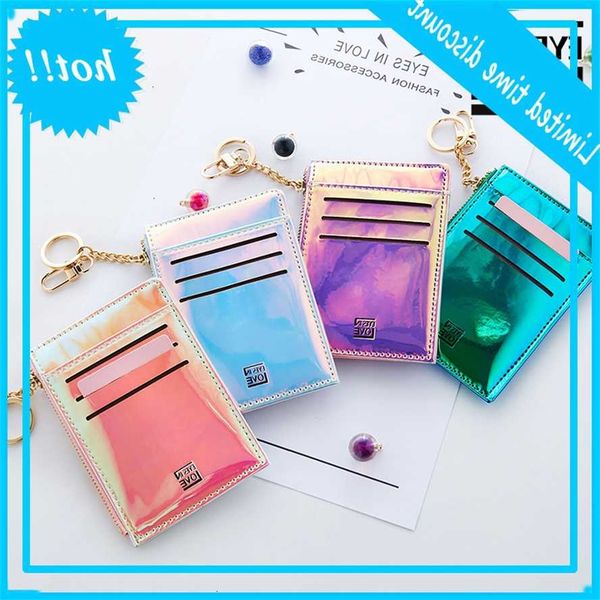 

2020 new mode effen key card multifunctional mini wallets women clutch kisses designer small wallet laser color, Red;black