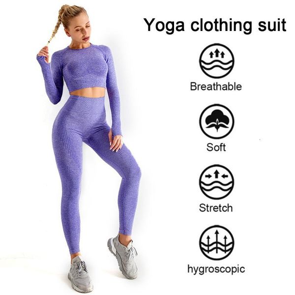 

seamless women yoga set workout sportswear gym clothing fitness long sleeve crop high waist leggings sports suits, White;red
