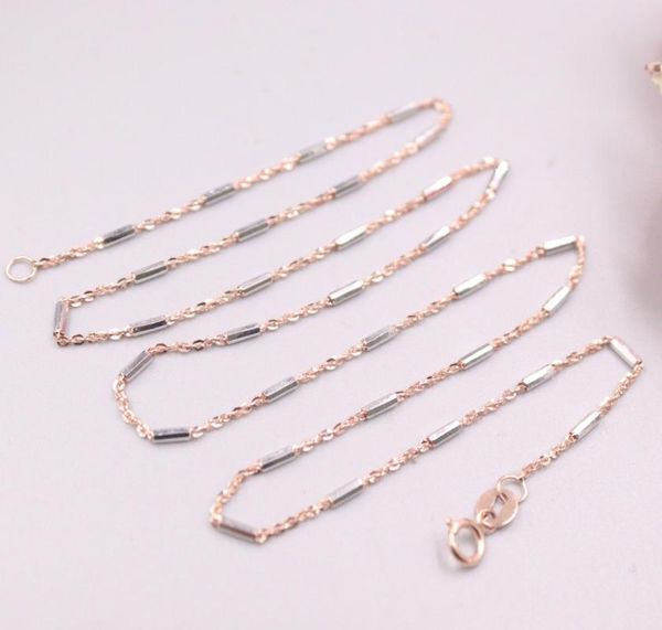

chains real 18k rose gold chain for women female 1.5mm rolo beads shine link necklace 45cm length au750, Silver