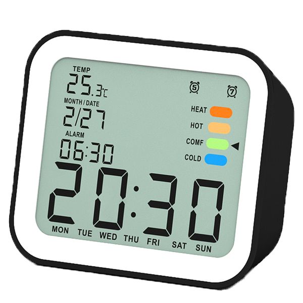 Sveglia da tavolo elettronica a batteria con retroilluminazione e funzione snooze, orologio da viaggio con temperatura e calendario 201118