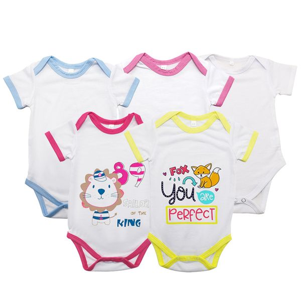 

newborn rompers diy blank sublimation thermal transfer baby jumpsuit bodysuit boys girls one-piece pants toddler infant kids outfits f102205, White