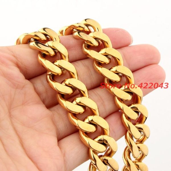 

chains gold color tone heavy 7"-40" 10/12/15mm curb cuban chain necklace or bracelet 316l stainless steel cool men's jewelry, Silver
