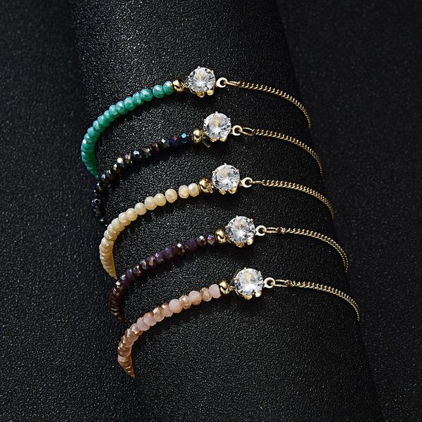 

fashion new mosaic crystal bracelet creative wild laser colorful crystal stitching bracelet for women jewelry 15+6 cm, 1 piece, Black