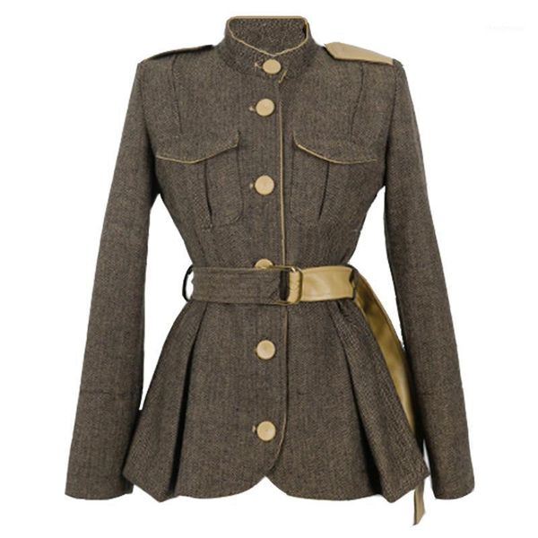 

winter woolen coats women slim waist woman jackets1, Black;brown