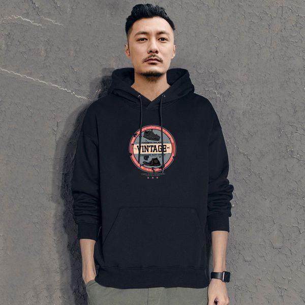 

yu wenle sweater brand autumn and fashion student plush winter men's loose hoodie couple's coat, Black