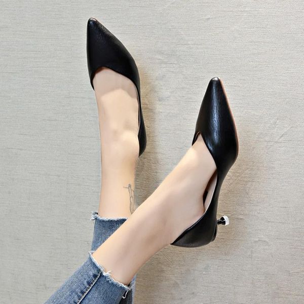 

stiletto pointed high heels female kitten with work shoes women's shoes, Black