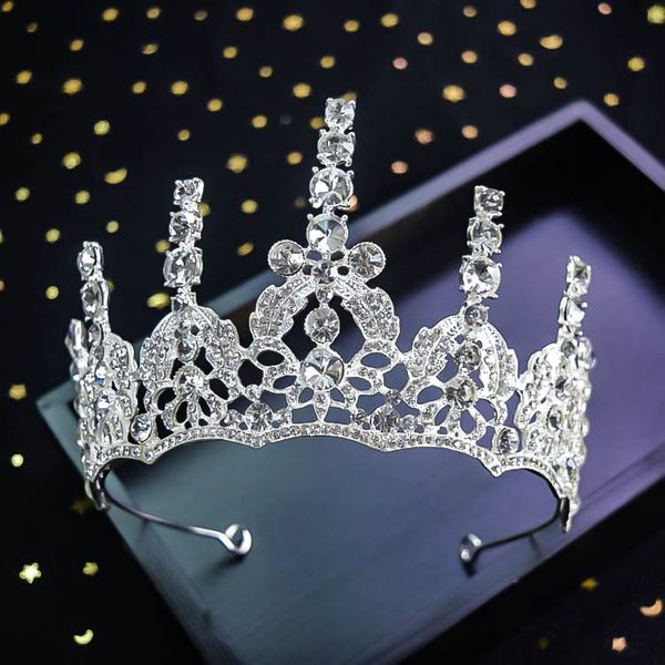 

2019 новая европейская роскошь серьги комплект bridal головной убор флэш-алмаз короны принцессы свадебное платье, Silver
