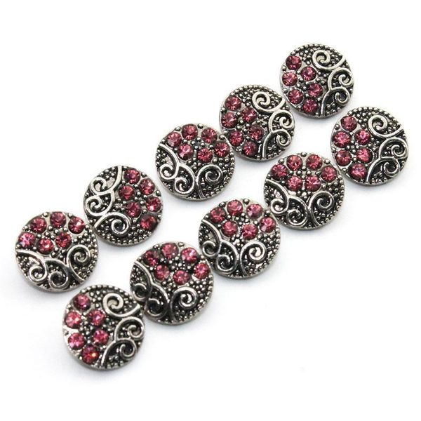 

6 colors 10pcs lot crystal 12mm metal snaps button for women's bracelet metal snap bracelets necklace jewelry h jllnbk