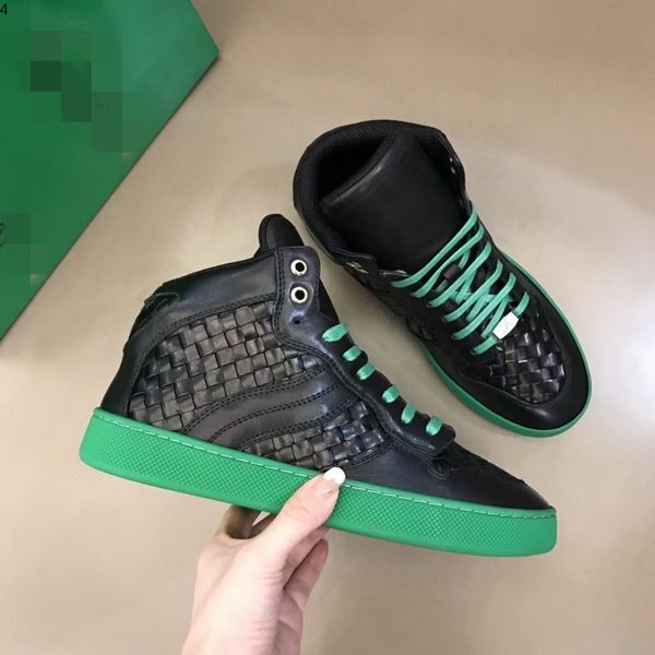 

slippers 2021 new men's high-lace-up casual sneakers classic woven cowhide stitching flat shoes mkjl0001, Black