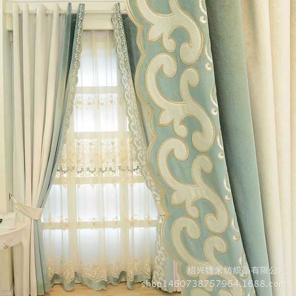 

custom shade cloth curtain cloth embroidery stitching fashion curtains for living room bedroom