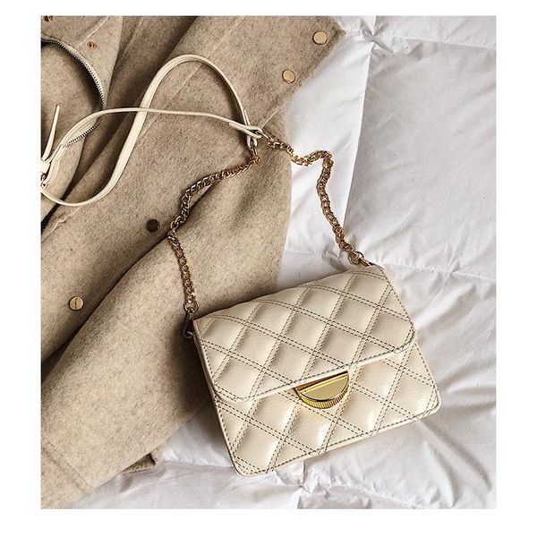 

women's designer handbag 2020 fashion new pu women bag square bag crossbody with quiting penny style 0128004