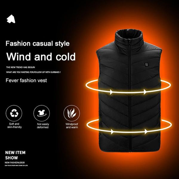 

outdoor t-shirts 2 heating zones heated vest warm winter electric usb jacket men women coat washable thermal, Gray;blue