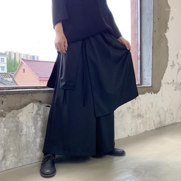 

male loose wide leg harem trouser skirt pants men japan streetwear style vintage casual kimono pant1, Black