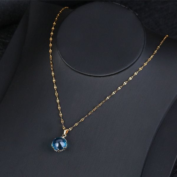 

2021 merry christmas titanium steel blue niche design clavicle chain online celebrity, Silver