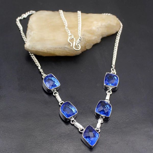 

hermosa amazing fashion ocean bluez silver color chain necklace 18 inch a371 ing