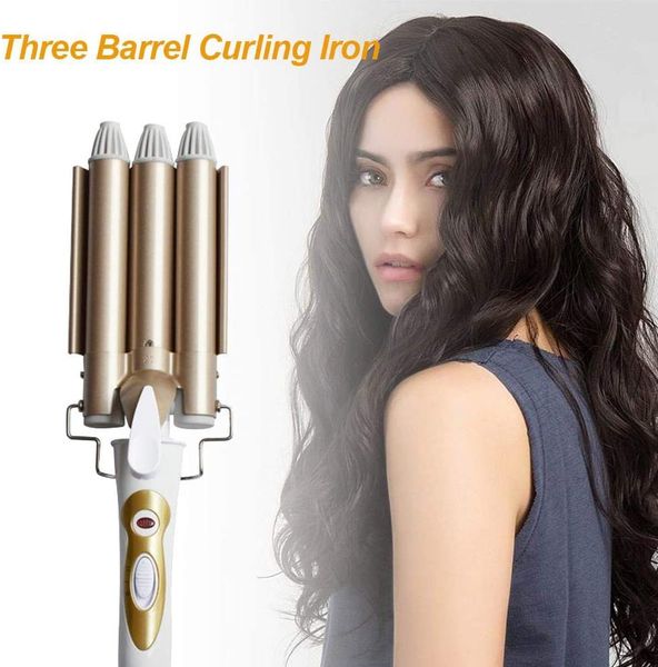 

3 barrel hair curling iron, 25/28mm big wave curl pro, curling iron automatischer lockenstyler mit, hair styling tool, fast heating big wave