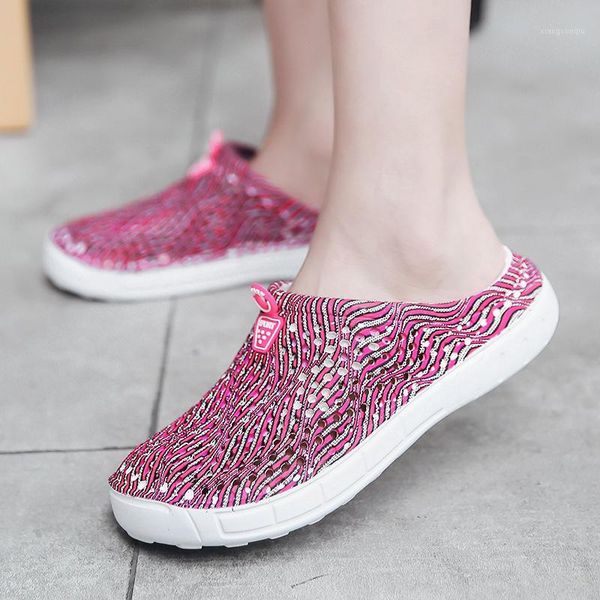 

men's and women's sandals round toe all-match summer breathable slippers women's eva sandals couple's casual porous shoe, Black;red