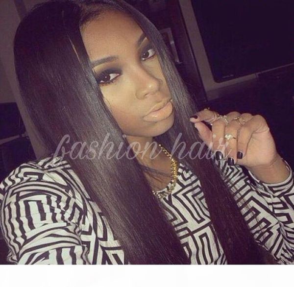 

glueless full lace human hair wigs for black women brazilian virgin hair full lace wigs silky straight lace front wig, Black;brown