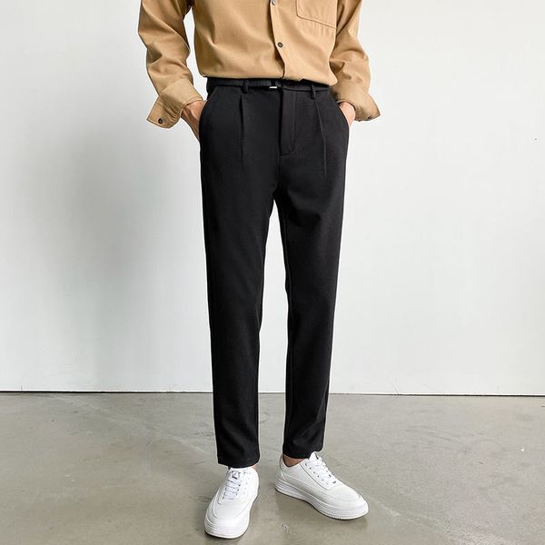 

men's dress 2021 autumn thin new cumbersome straight pants young men wear ly4h, Black