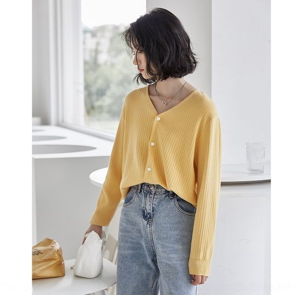 

1ql86 loose autumn wear fashion temperament lazy wind tt-shirt shirt wear cardigan v-neck long sleeve bottoming women ljgi4, White;black