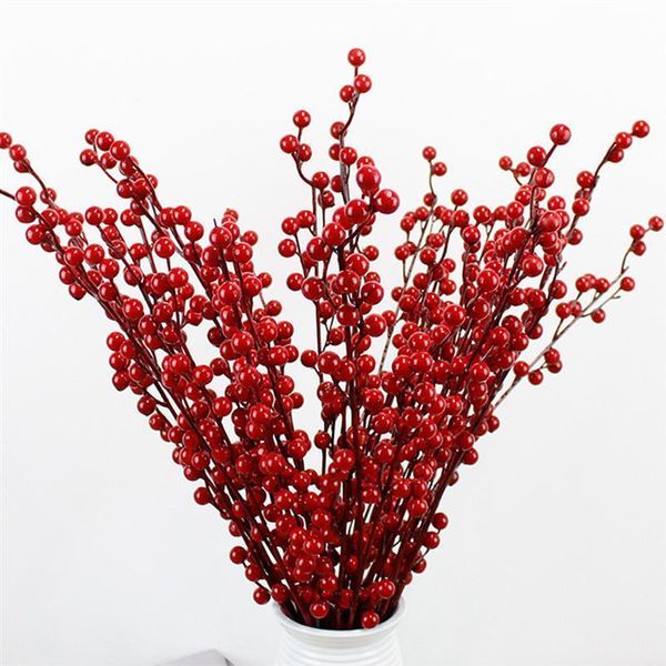 

red berries fake flower new year wedding decor artificial berry branch christmas decoration for home