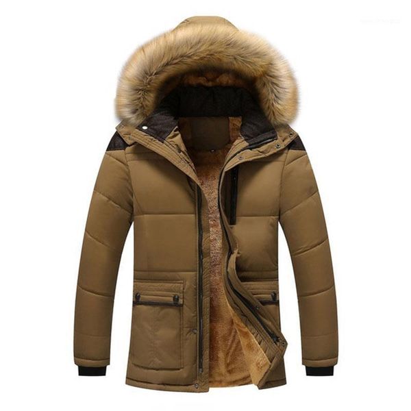 

winter jacket men plus size 3xl thicken warm cotton-padded jackets faux fur hooded windbreaker men's parka coat1, Black