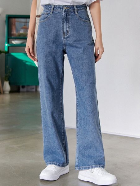 

dazy high waist slant pocket jeans a2wg#, Blue