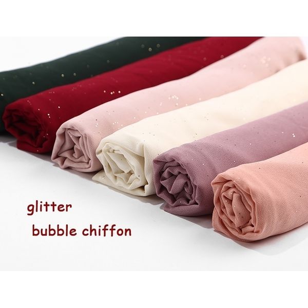 

bubble chiffon glitter scarves shawls hijab plain shimmer long headband wrap muslim 20 color scarves/scarf 10pcs/lot y201024, Blue;gray