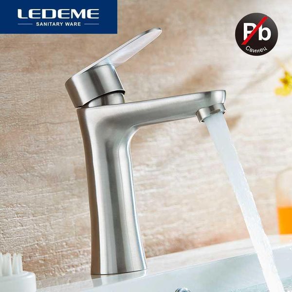 

ledeme basin faucet modern style bathroom stainless steel deck mounted bath cold and water tap mixer handle l71002 l710011