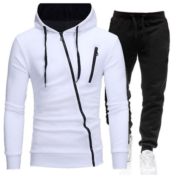 

winter men's tracksuit 2 pieces set hoodies+pants sport suits for men sweatshirt zipper hoodies men's clothing sets sportswear 201, Gray