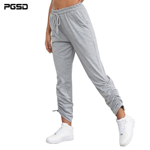 

pgsd autumn winter pants stacked sweatpants leggings elastic waist grey fashionable women's clothing, Black;white