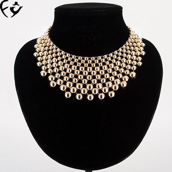 

european and american new metallic ladies luxury necklace fy18110901, Golden;silver