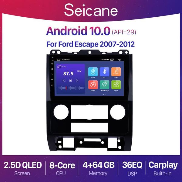 

seicane 9 inch android 10.0 car radio gps navigation qled screen for escape 2007-2012 unit player support tpms obd dab+ dvr car dvd