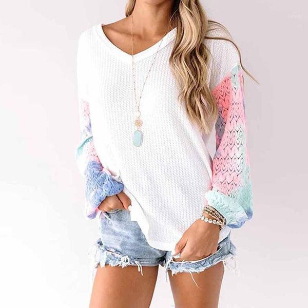 

new spring autumn woman tshirt solid color tie-dye long sleeve hedging 2xl loose fashion women's fall clothing 20211, White