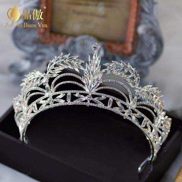 

jingao bride wedding dress travel shooting modeling japan and south korea water diamond shining hair accessories queen's crown, Silver