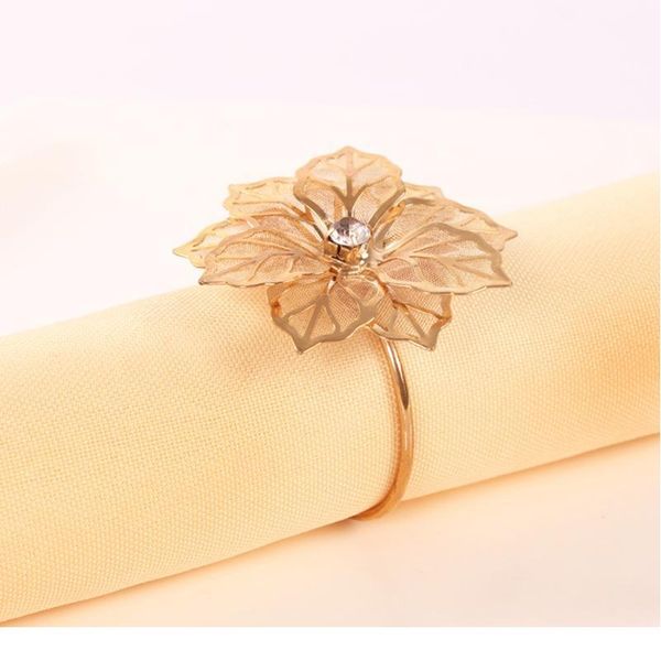 

6/10pcs silver gold napkin rings hollow carving flower napkin holder for table dinner l birthday wedding party de qylzjt