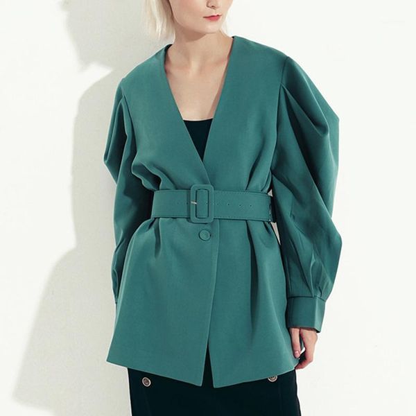 

women long jacket coat batwing sleeve oversize loose high waist belted tunic coat jacket women 20201, Black;brown