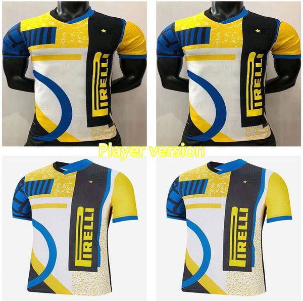 

player version 21/22 milan lukaku soccer jersey 2021 fourth 4th alexis shirt lautaro vidal eriksen skriniar brozovic barellarfvhjghjkmyfjjdm, Black;yellow