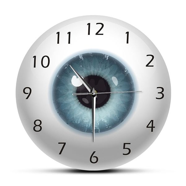 Das Auge Augapfel mit Schönheit Kontakt Pupille Kern Anblick Ansicht Ophthalmologie Mute Wanduhr Optical Store Neuheit Wanduhr Geschenk LJ201211