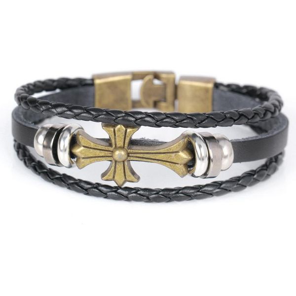 

2017 новый год мода diy wrap мужские кожаные браслеты бинты многослойная волна ретро плетеные мужской череп ювелирные изделия браслетов sqcj, Golden;silver