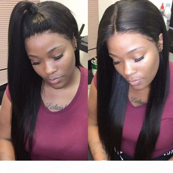 

lace front лобные человеческих волос парики отбеленные узлы 13x4 парик шнурка полный прямой перуанский remy deep часть long, Black;brown