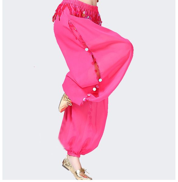 

ladies belly dance costume harem pants long indian dance trousers bollywood outfits carnival performance chiffon elastic waist, Black;red