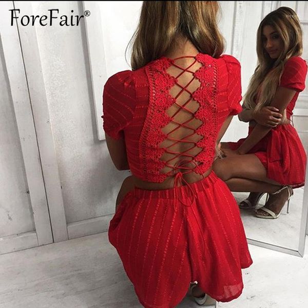 

forefair 2018 new fashion back lace-up sets 2 piece set women short sleeve backless crop femme red black shorts suits1, White