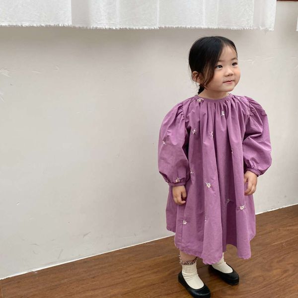 

2021 spring korean embroidered flower mqd girls' baby drs, Red;yellow