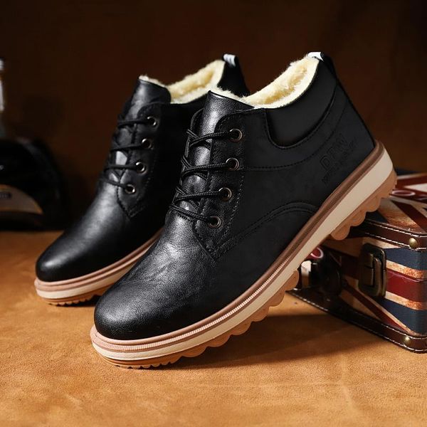 

winter cotton boots fashion mens shoes casual men martin shoes warm comfortable bota coturnos masculino work, Black