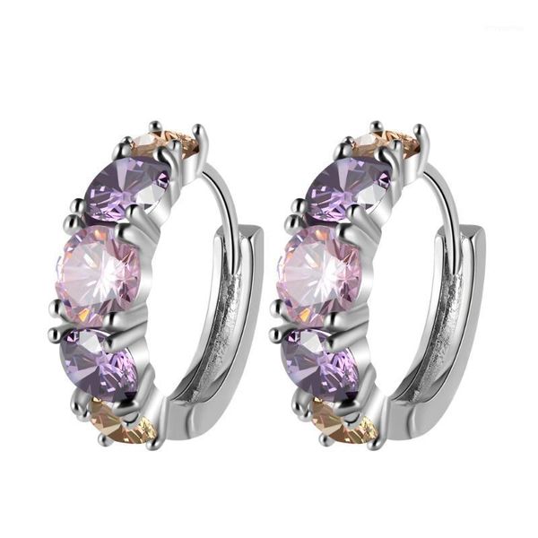 

colorful cz zircon silvery studs earrings for women earrings with stones austrian crystal pendientes wholesale1, Golden;silver